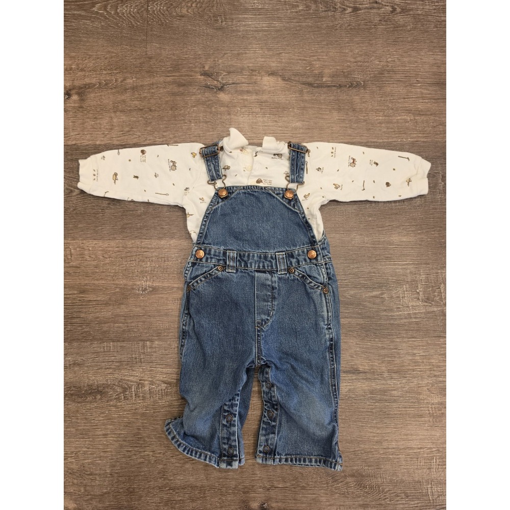 Lot Vintage Baby Gap Overalls Denim Size 6-12 Months Classic Pooh Shirt 9 Months